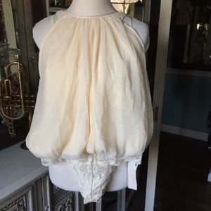 Free People intimates cream teddy blouse bodysuit